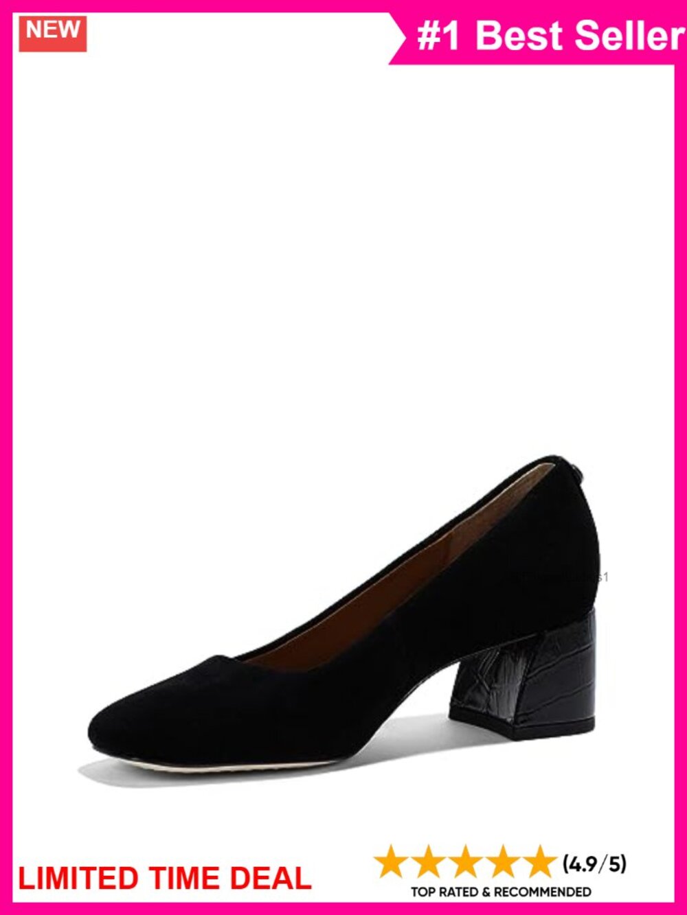 Donald Pliner Aquarius Suede Block Heel Square Toe Pumps